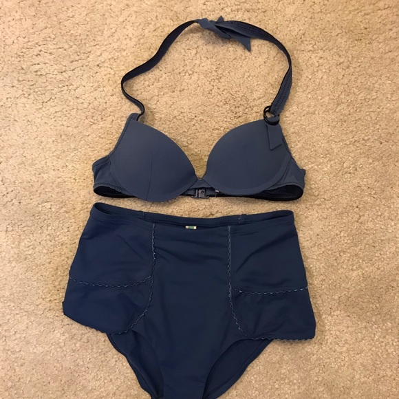 Princesse Tam Tam blue high-waist swim suit - Picture 2 of 10